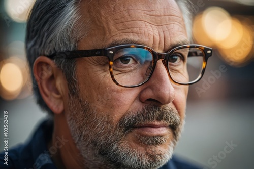 Middle-aged guy with trendy eyeglasses 