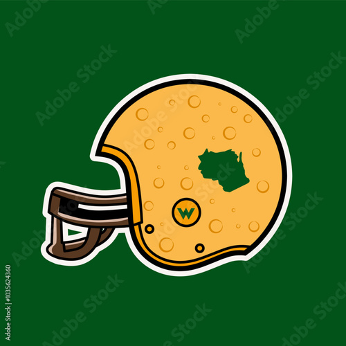 Cheese Helmet with State Outline Sports Sticker photo