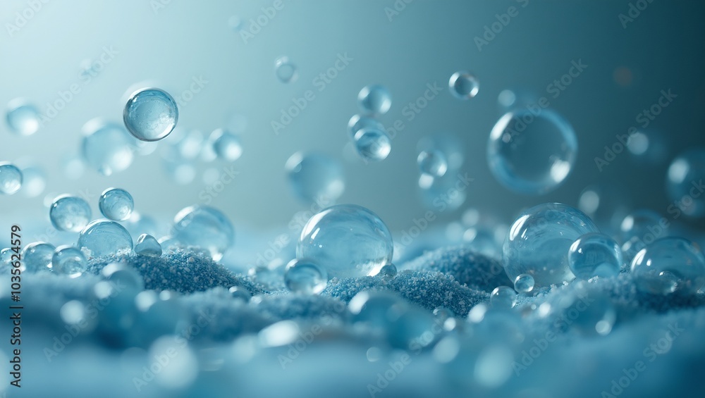Macro shot of bubbles suspended in water smooth spherical shapes rising Macro shot of bubbles suspended in water smooth spherical shapes rising