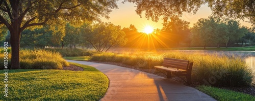 A sunrise seen from a running path, symbolizing a new day and fresh fitness goals