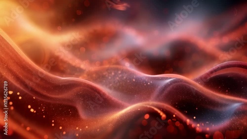 Dynamic swirling patterns create an enchanting light display at dusk with vibrant colors and shimmering effects