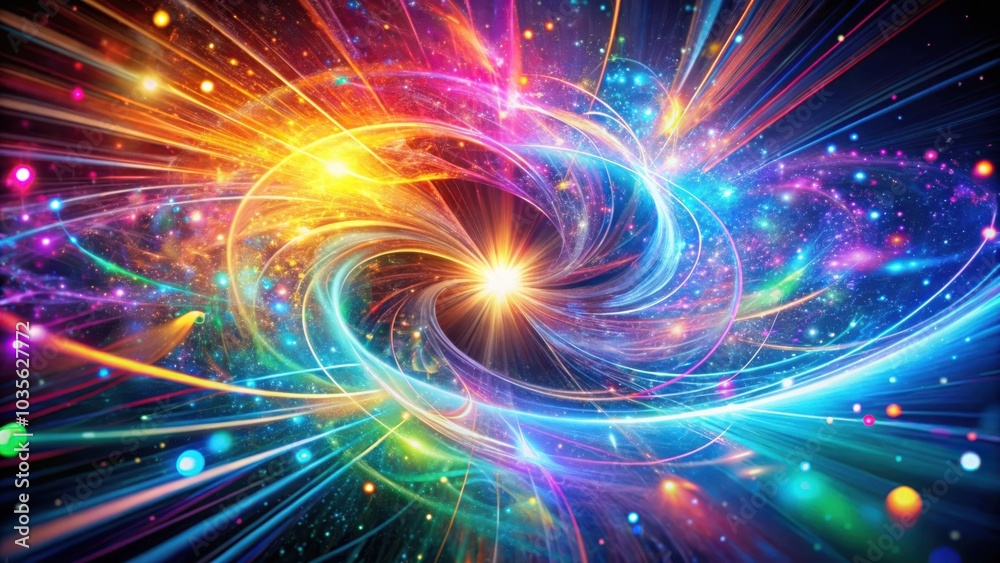 Fototapeta premium Abstract swirl of light, a cosmic dance of colors and energy, radiating light and brilliance
