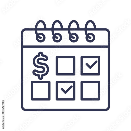 Calendar with dollar sign and checkboxes symbolizes repayment schedule planning.