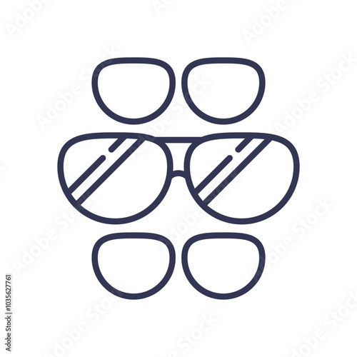 Illustration of interchangeable lenses for eyeglasses, symbolizing vision correction options.