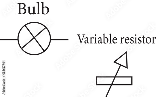 Electrical symbols of bulb and Variable Resistor