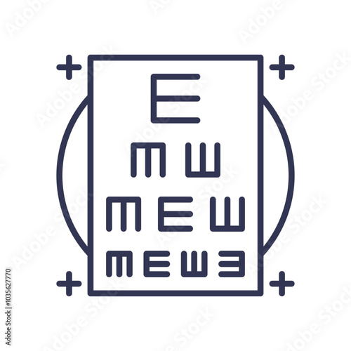 Eye chart illustration for vision testing, featuring letters in decreasing size.