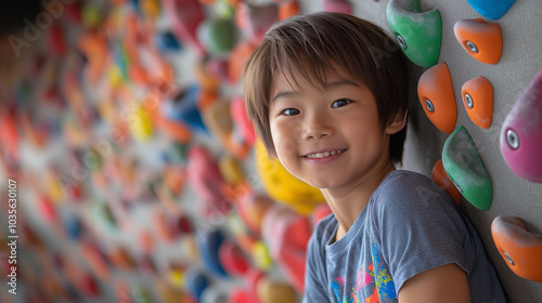 ボルダリングをする少年 boy bouldering