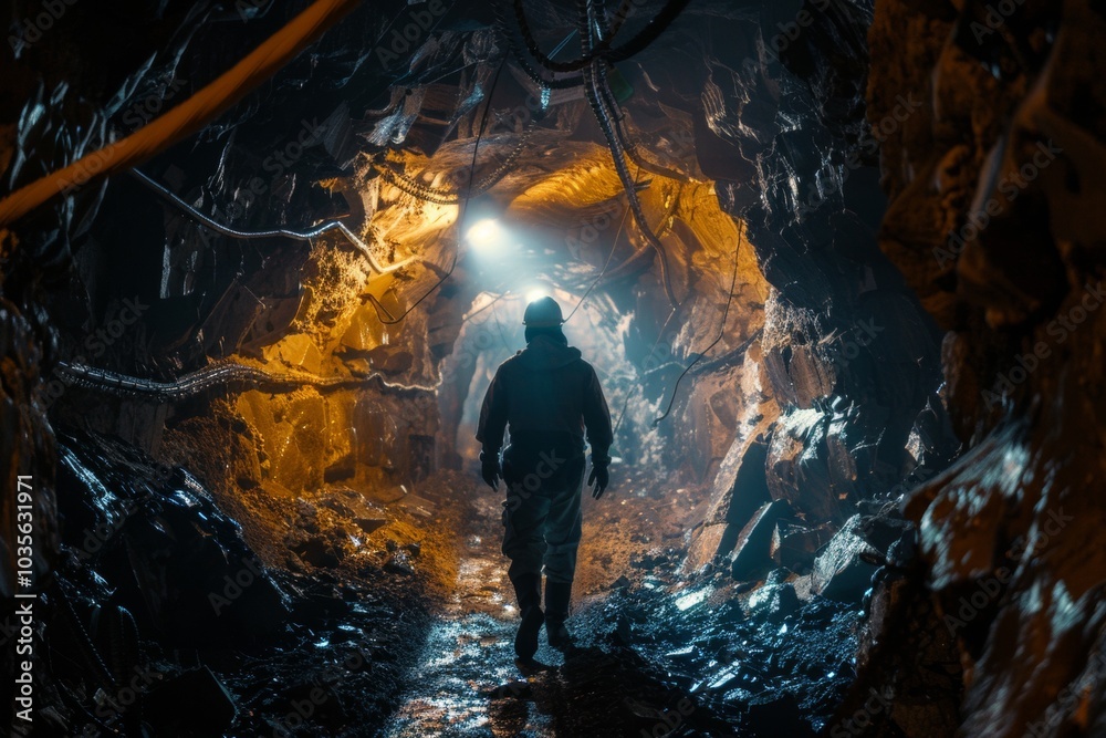 Obraz premium miner underground mining gold