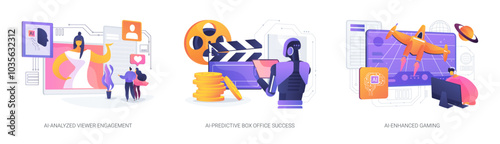 AI in digital Entertainment abstract concept vector illustrations.
