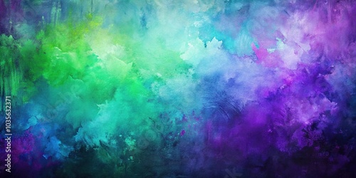 Abstract painted art background in purple, blue, and green