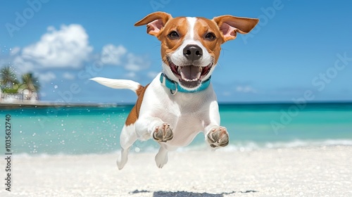 Dog Enjoying a Sunny Day at the Beach