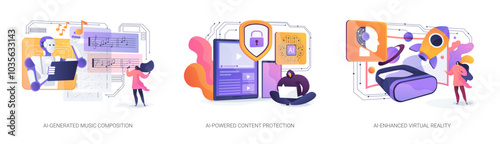 AI for Entertainment industry abstract concept vector illustrations.
