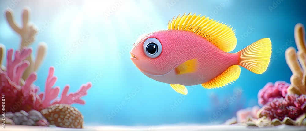 Naklejka premium Colorful Fish Swimming in Vibrant Coral Aquarium