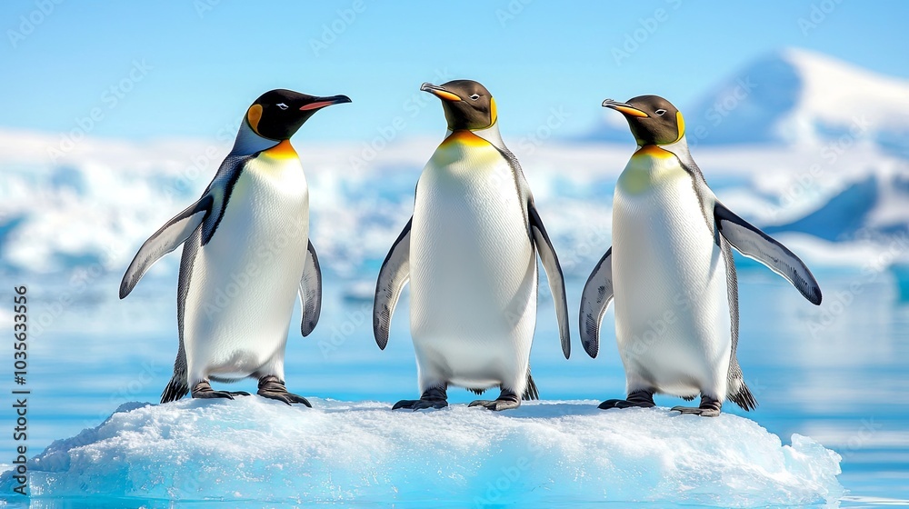 Fototapeta premium Group of Penguins on an Iceberg in Antarctica