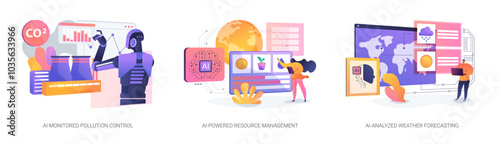 AI in Environmental Management abstract concept vector illustrations.
