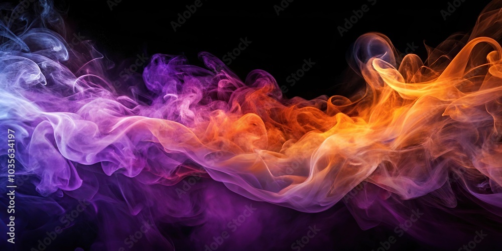 Abstract background with violet and orange smoke wave silhouette Abstract background with violet and orange smoke wave silhouette