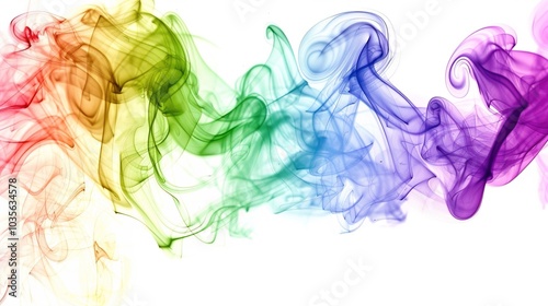 Dense multicolored smoke of red, purple and pink colors on a black isolated background. Background of smoke