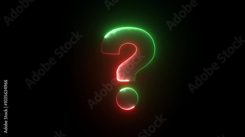 Animated question mark. Question mark - colorful lightning energy outline looping on black background