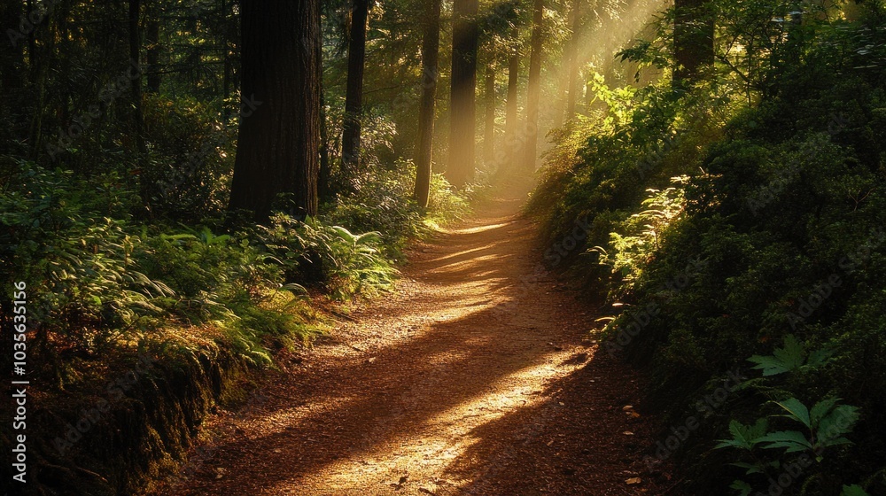 Obraz premium Sunbeams Through the Trees