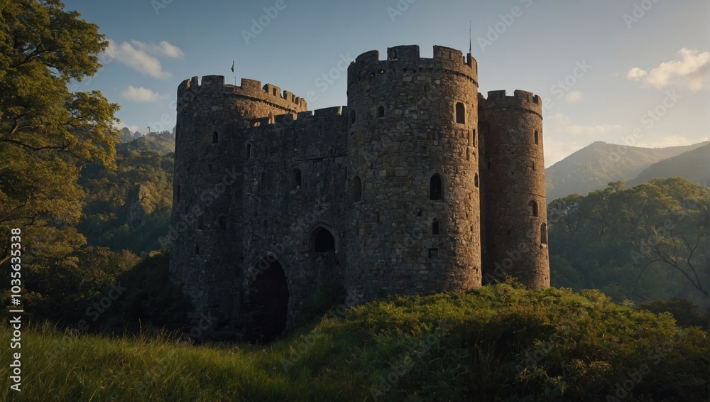 An enchanting archer tower in a serene meadow invites moments of reflection and peace An enchanting archer tower in a serene meadow invites moments of reflection and peace