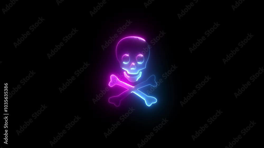 danger neon sign, modern glowing banner design, eon glowing red skull and crossbones icon animation in black background danger neon sign, modern glowing banner design, eon glowing red skull and crossbones icon animation in black background