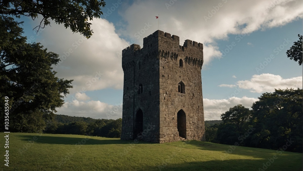 An enchanting archer tower nestled within a picturesque valley An enchanting archer tower nestled within a picturesque valley