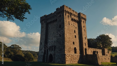 A picturesque archer tower during a summer night