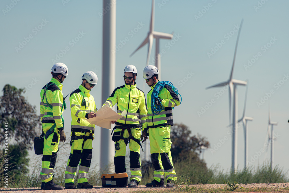 The engineering and technical team is preparing to install a large wind turbine to convert wind energy into electricity The engineering and technical team is preparing to install a large wind turbine to convert wind energy into electricity