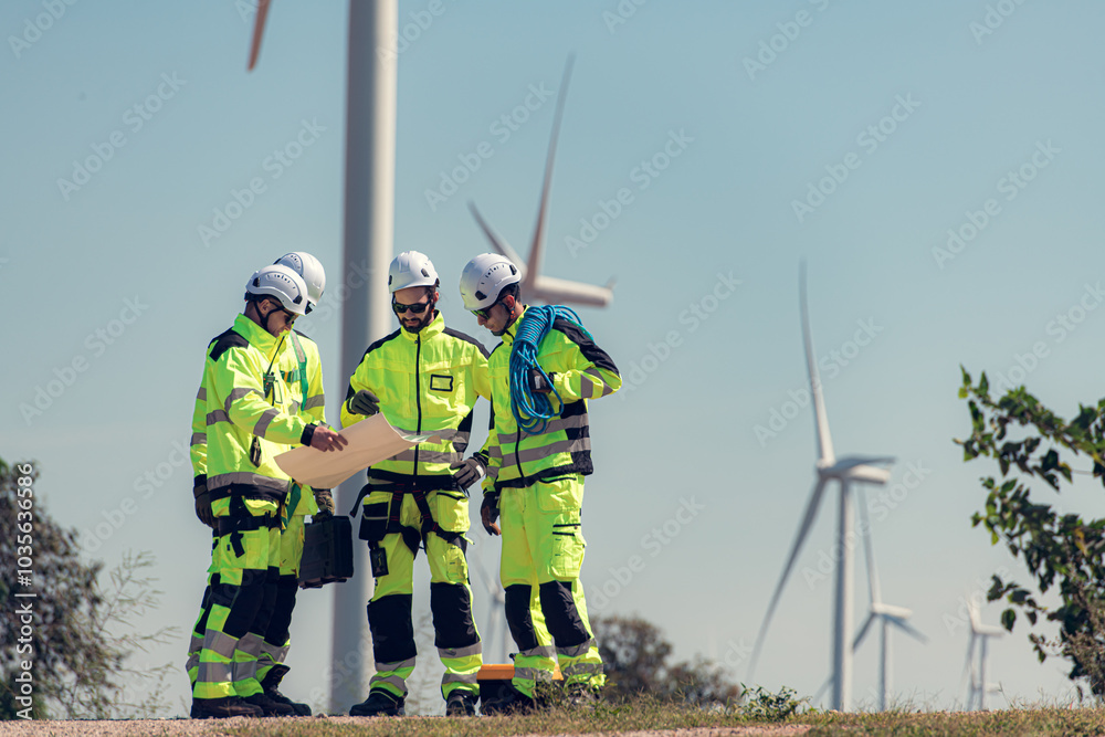 The engineering and technical team is preparing to install a large wind turbine to convert wind energy into electricity The engineering and technical team is preparing to install a large wind turbine to convert wind energy into electricity