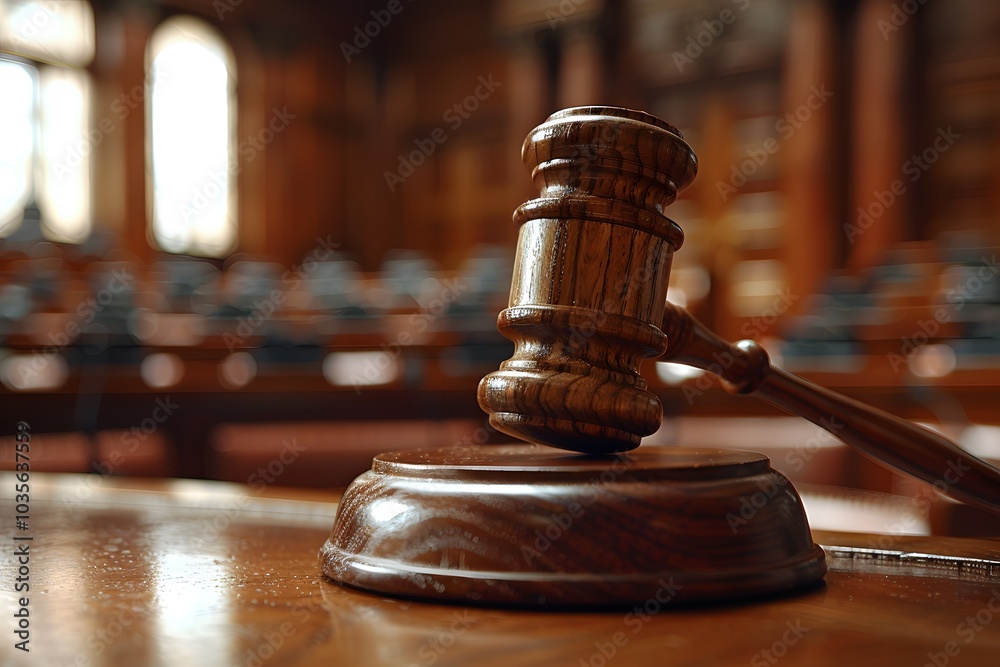 A Close-Up of a Judge's Gavel in a Courtroom Setting A Close-Up of a Judge's Gavel in a Courtroom Setting
