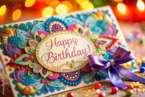 Beautifully Decorated Birthday Card with Elegant Text for Celebrations