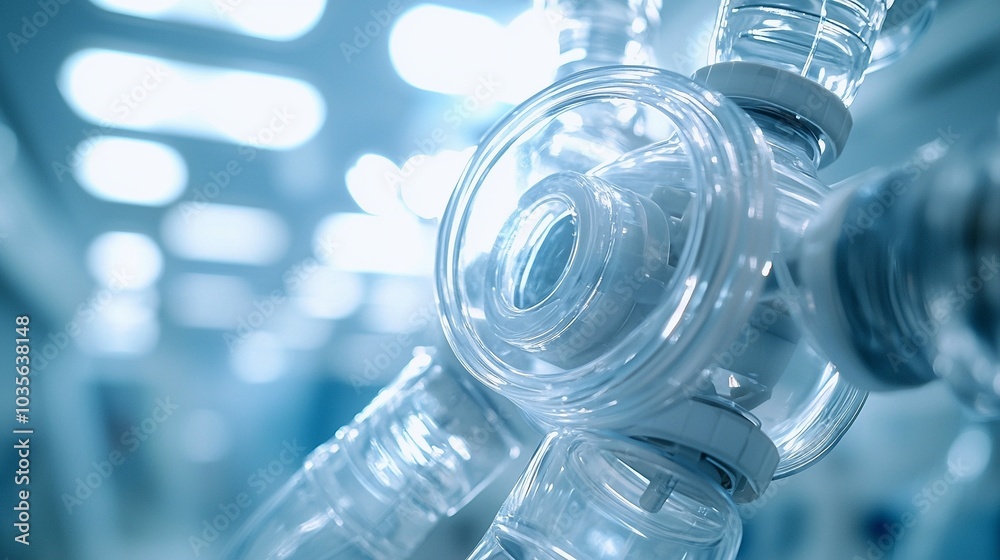 Close-Up of Oxygen Mask in Hospital Ward with Clear Tubing Close-Up of Oxygen Mask in Hospital Ward with Clear Tubing