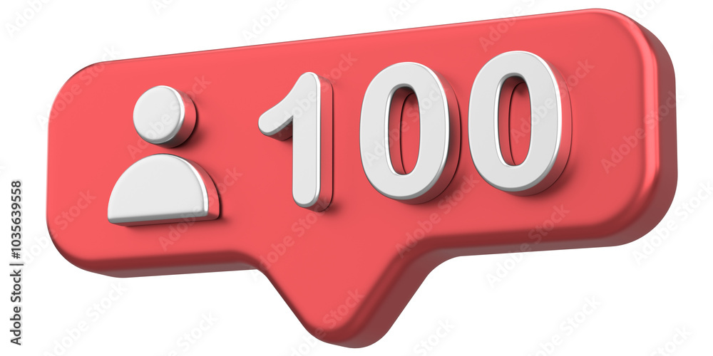100 subscribers. One hundred subscribers. 3D illustration. 100 subscribers. One hundred subscribers. 3D illustration.