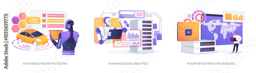 AI for Product and Models Development abstract concept vector illustrations.