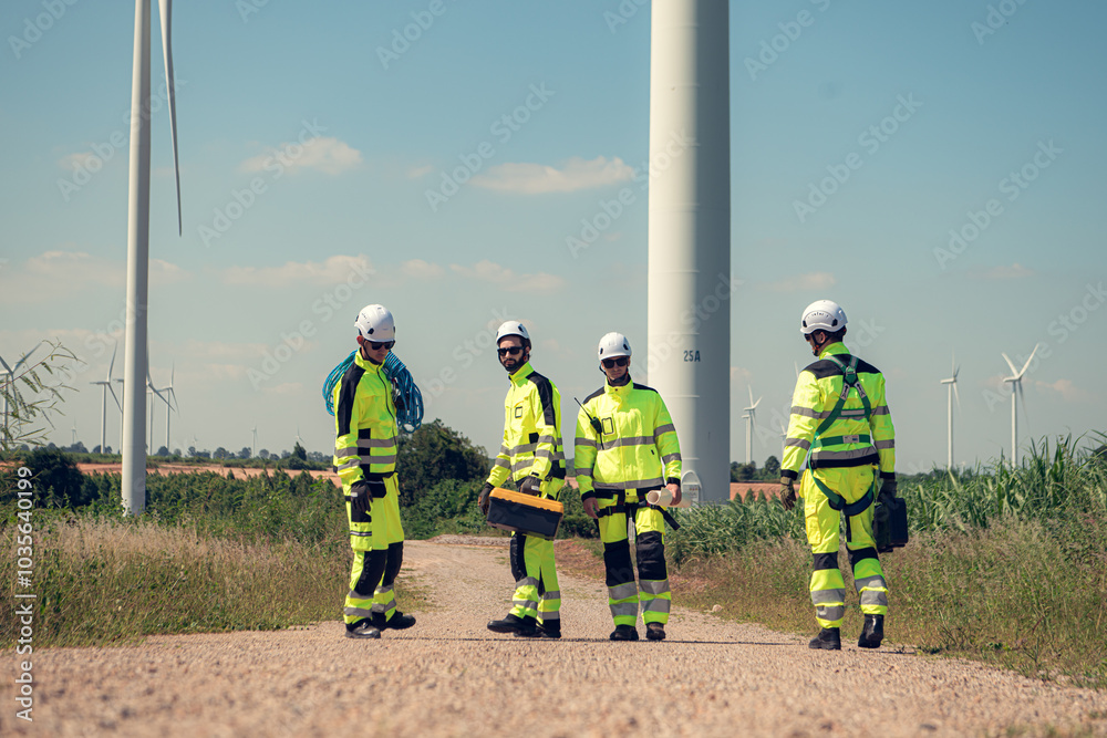 The engineering and technical team is preparing to install a large wind turbine to convert wind energy into electricity The engineering and technical team is preparing to install a large wind turbine to convert wind energy into electricity