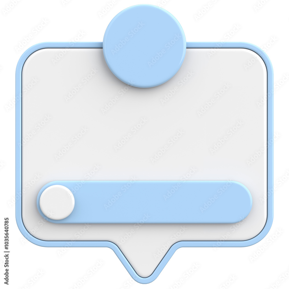 3D illustration of dialog box. Notification box. 3D illustration of dialog box. Notification box.