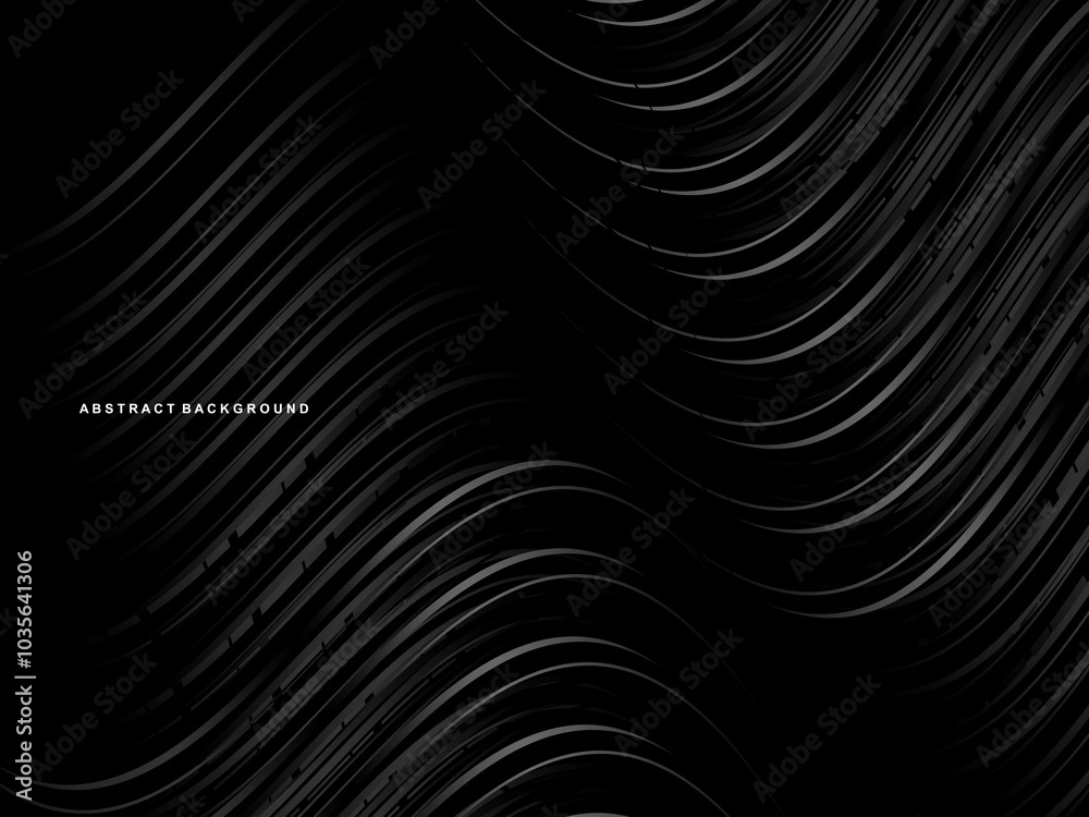 Abstract futuristic dark black background with waving design. Realistic 3d wallpaper with luxurious flowing lines. Elegant background for posters, websites, brochures, cards, banners, apps etc. Abstract futuristic dark black background with waving design. Realistic 3d wallpaper with luxurious flowing lines. Elegant background for posters, websites, brochures, cards, banners, apps etc.