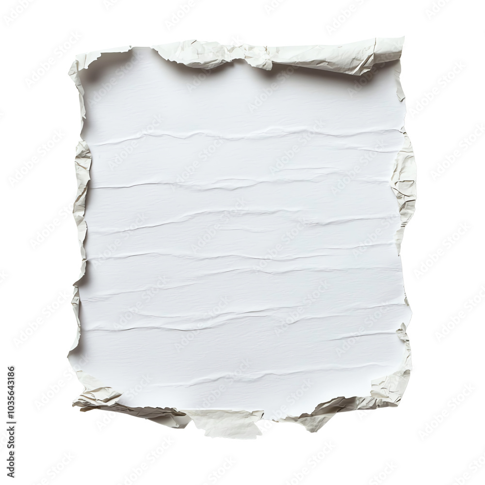 Crumpled sheet of white paper isolated on white background, perfect for textured paper design, crafting, and artistic backgrounds. Crumpled sheet of white paper isolated on white background, perfect for textured paper design, crafting, and artistic backgrounds.