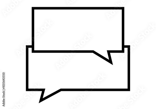 Icono negro de dos bocadillos de hablar rectangulares