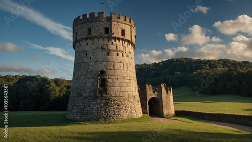 A serene archer tower in a quiet village