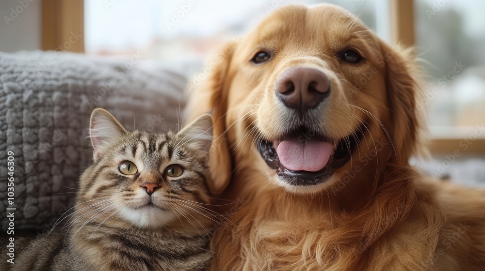 cheerful dog and cat posing together against a pure white background capturing their adorable personalities and playful expressions creating a heartwarming and friendly visual moment cheerful dog and cat posing together against a pure white background capturing their adorable personalities and playful expressions creating a heartwarming and friendly visual moment