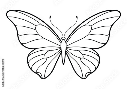 Continuous Line Art of a Butterfly Wing Pattern – Elegant Minimalist Vector