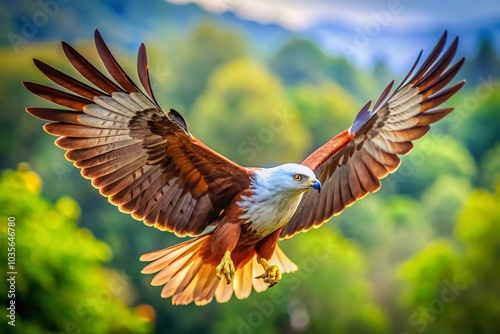 Brahminy Kite Eagle in Action: Macro Photography of Diving for Prey