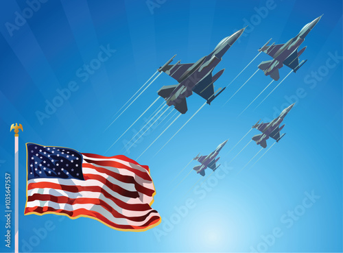 Eagle fighter jet plane taking off during exercise