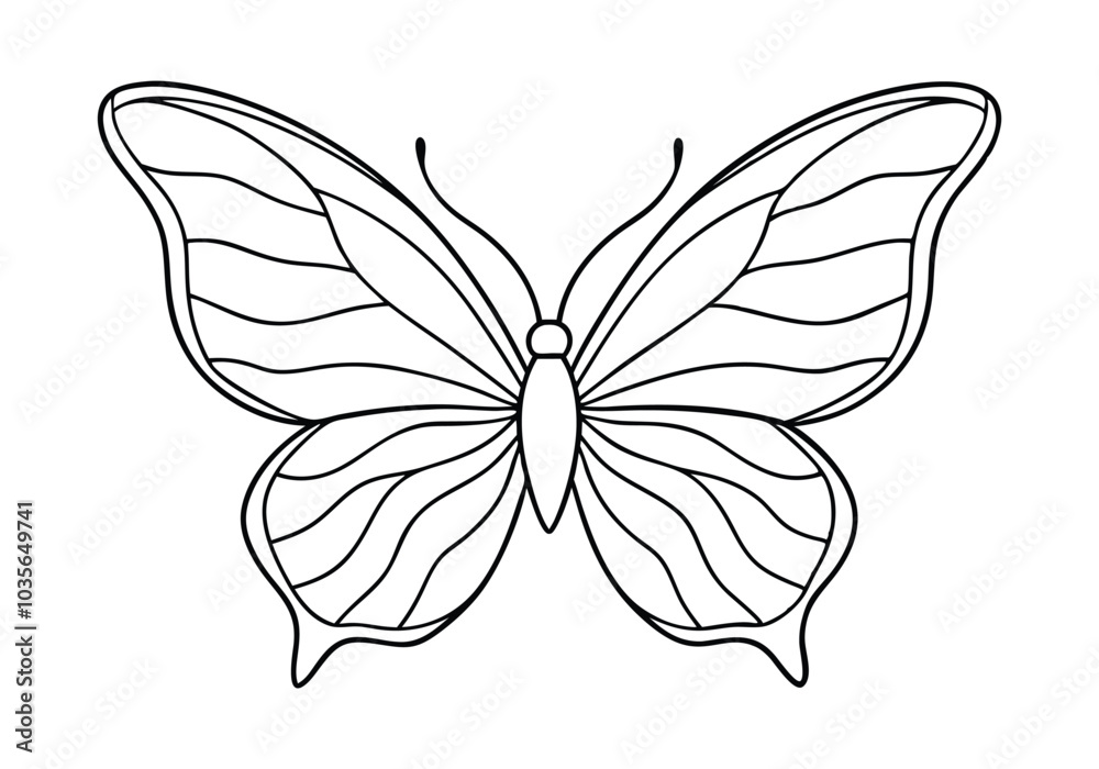 Continuous Line Art of a Butterfly Wing Pattern – Elegant Minimalist Vector Continuous Line Art of a Butterfly Wing Pattern – Elegant Minimalist Vector