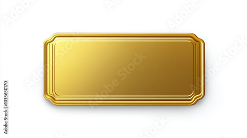 Golden ticket. Gold vector coupon, sticker or discount tag mockup isolated on white background.