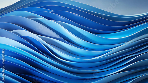 A layered wave pattern with different shades of blue
