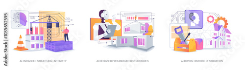 AI in building abstract concept vector illustrations.