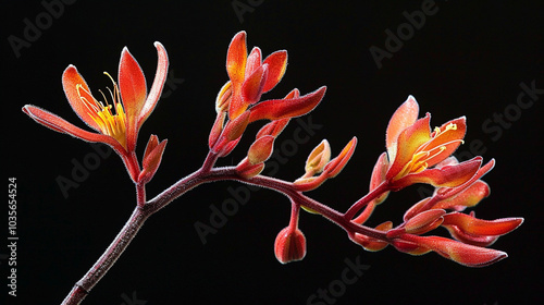 Kangaroo Paw (Anigozanthos spp.) in a black background