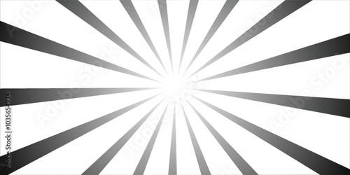 Sun ray light. Sun rays background. Radial burst. Sunburst black pattern isolated on white background. Beams line.